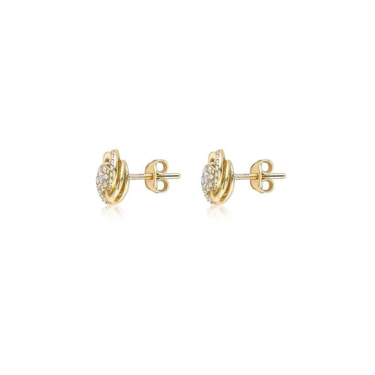9CT YELLOW GOLD CZ 9MM ROSE STUD EARRINGS