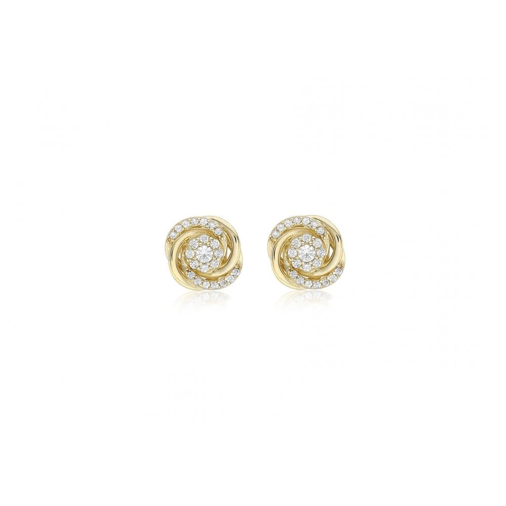 9CT YELLOW GOLD CZ 9MM ROSE STUD EARRINGS