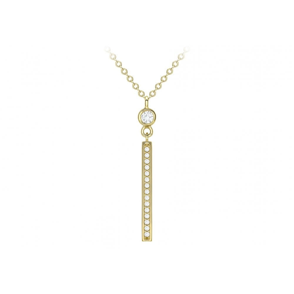9CT YELLOW GOLD CZ BAR ADJUSTABLE NECKLACE