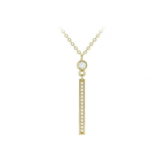 9CT YELLOW GOLD CZ BAR ADJUSTABLE NECKLACE