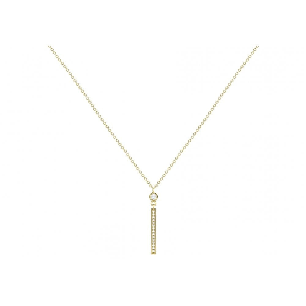9CT YELLOW GOLD CZ BAR ADJUSTABLE NECKLACE