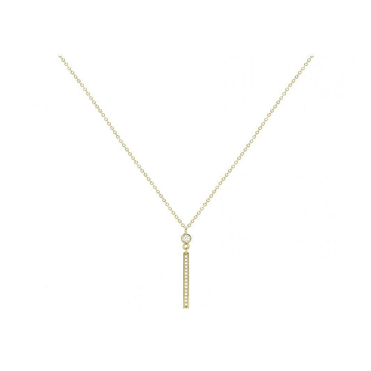 9CT YELLOW GOLD CZ BAR ADJUSTABLE NECKLACE