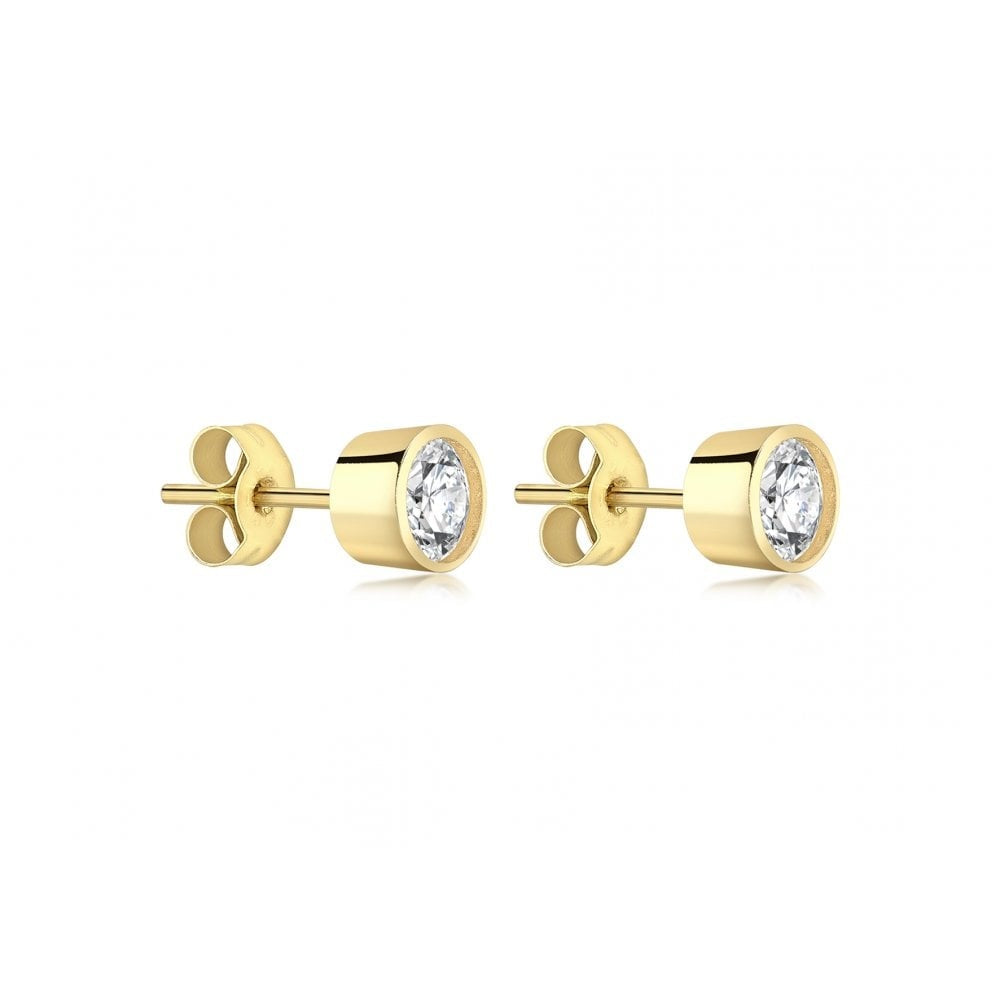9CT YELLOW GOLD CZ RUBOVER SET 5.8MM STUD EARRINGS