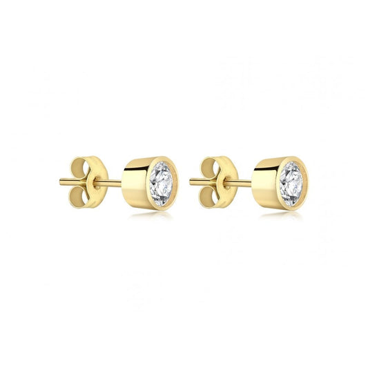 9CT YELLOW GOLD CZ RUBOVER SET 5.8MM STUD EARRINGS