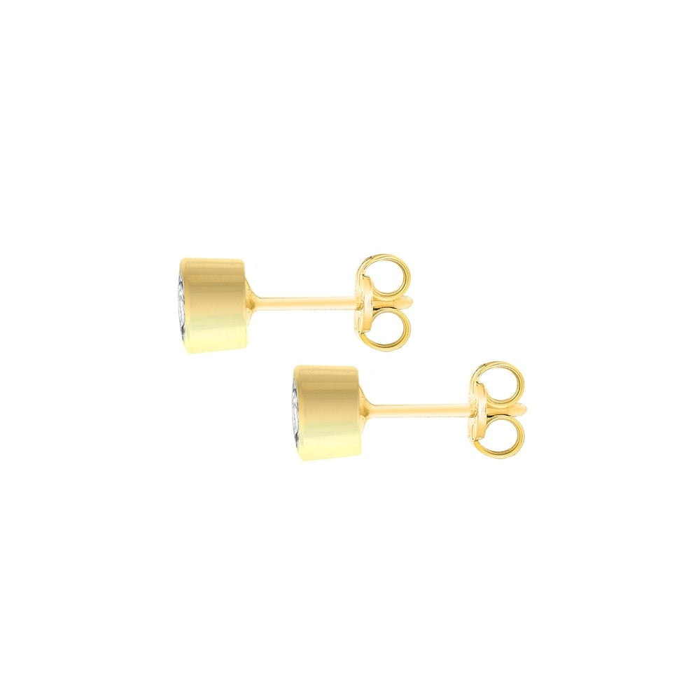9CT YELLOW GOLD CZ RUBOVER SET 5.8MM STUD EARRINGS
