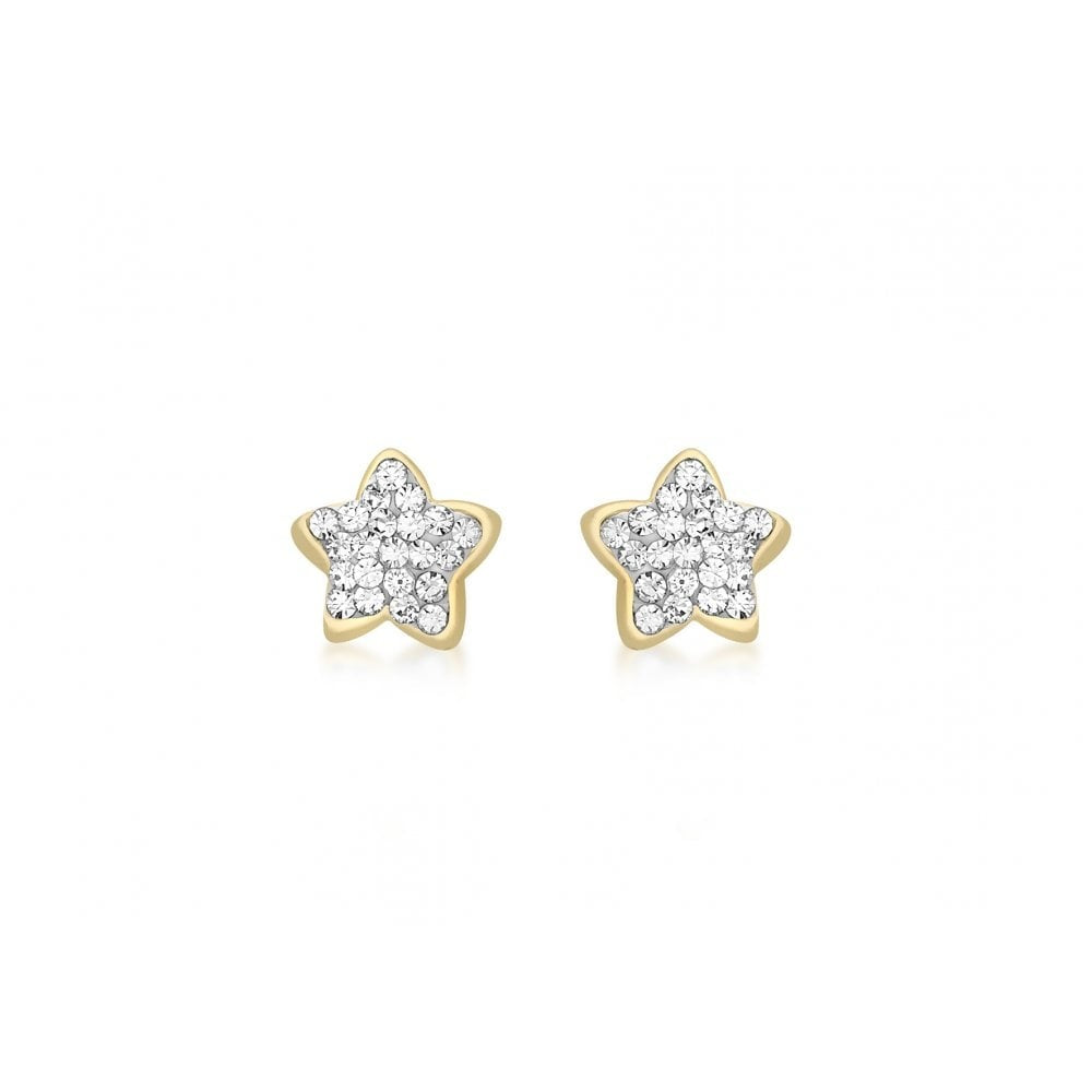 9CT YELLOW GOLD CZ STAR STUD EARRINGS