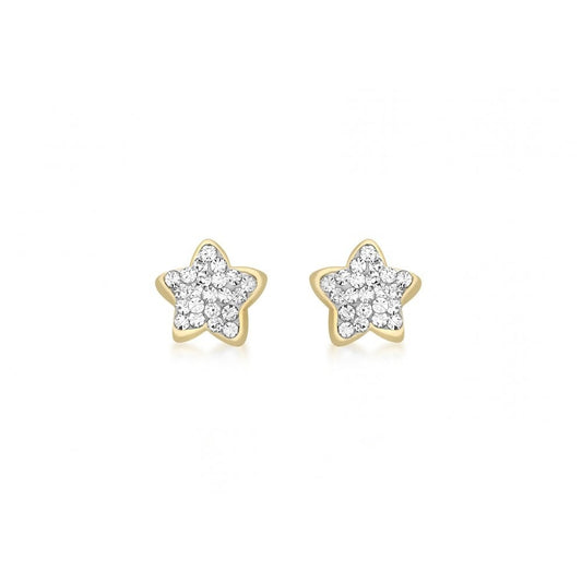 9CT YELLOW GOLD CZ STAR STUD EARRINGS