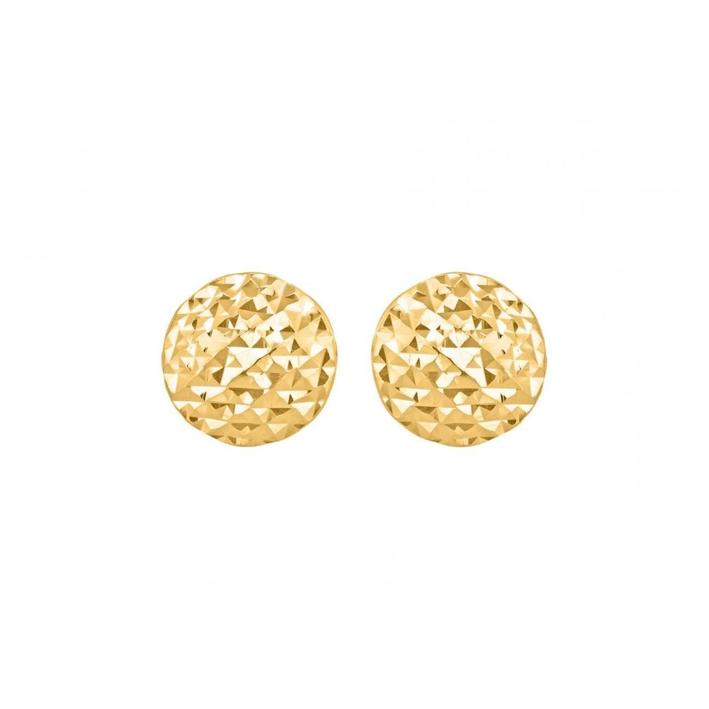9CT YELLOW GOLD DIAMOND CUT PYRAMID BUTTON STUD EARRINGS