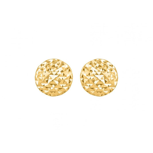 9CT YELLOW GOLD DIAMOND CUT PYRAMID BUTTON STUD EARRINGS