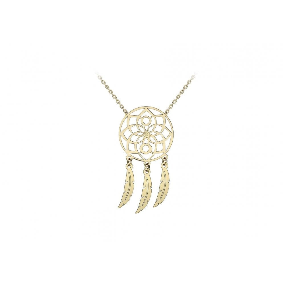 9CT YELLOW GOLD FLOWER DREAM CATCHER NECKLACE