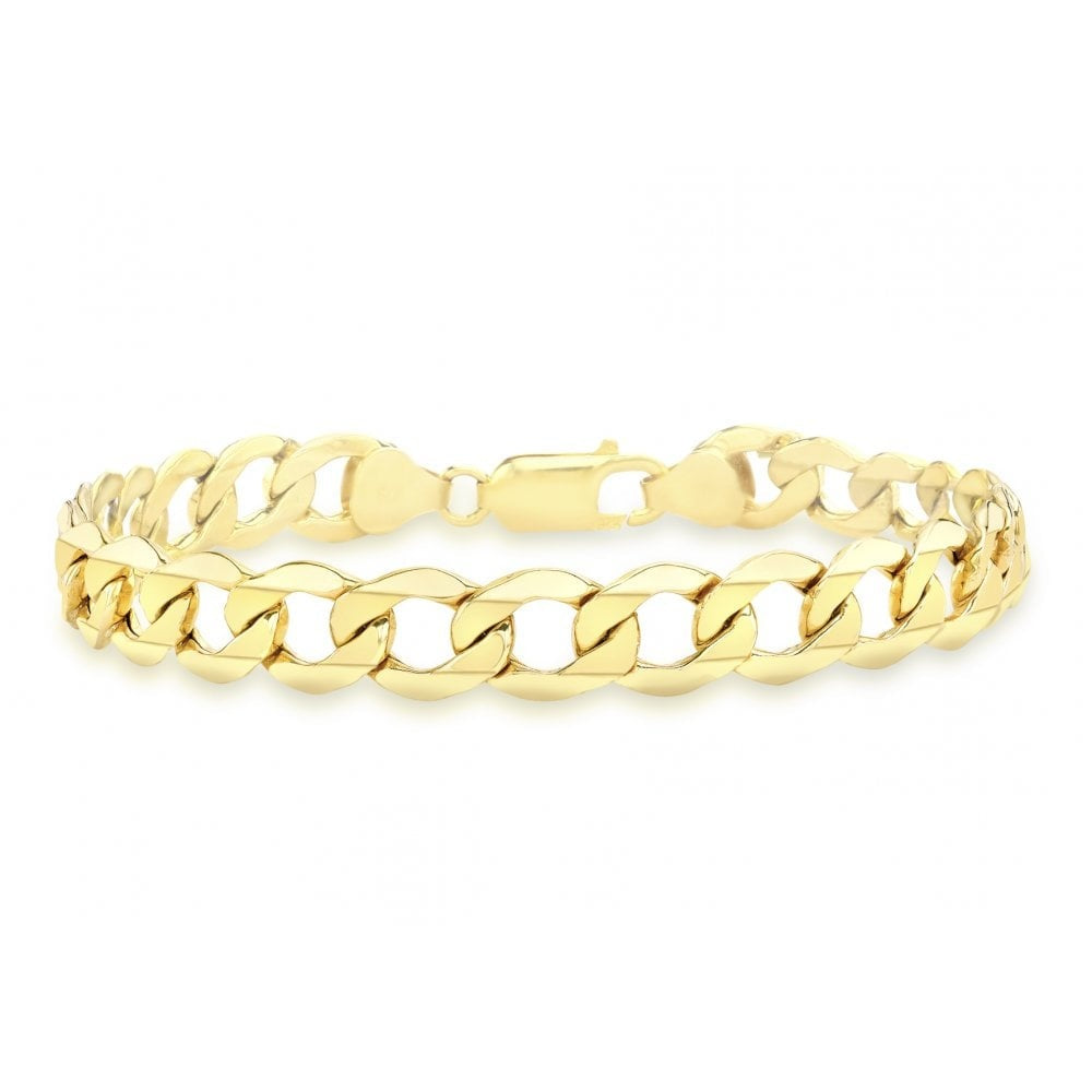 9CT YELLOW GOLD HOLLOW CURB BRACELET 19CM/7.5"