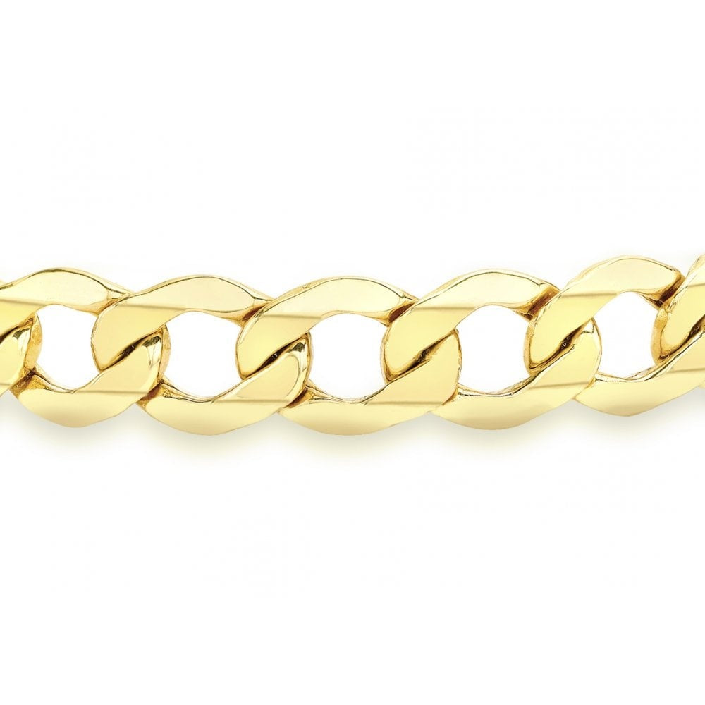 9CT YELLOW GOLD HOLLOW CURB BRACELET 19CM/7.5"