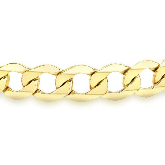 9CT YELLOW GOLD HOLLOW CURB BRACELET 19CM/7.5"