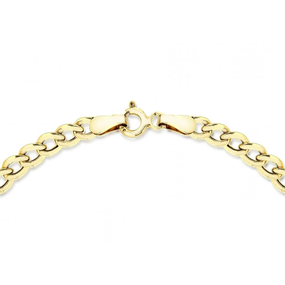 9CT YELLOW GOLD HOLLOW FLAT CURB BRACELET 18CM/7"