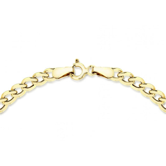 9CT YELLOW GOLD HOLLOW FLAT CURB BRACELET 18CM/7"