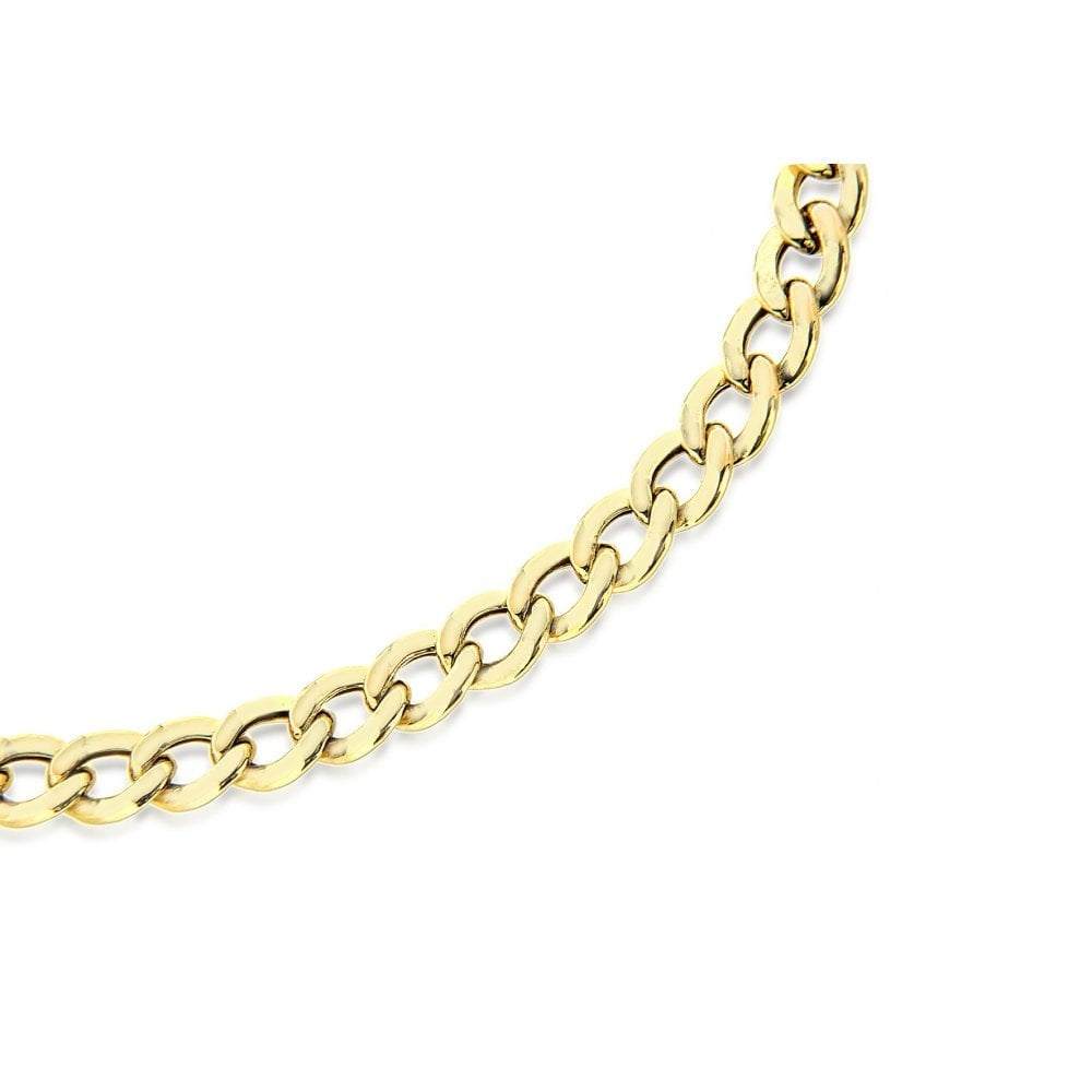 9CT YELLOW GOLD HOLLOW FLAT CURB BRACELET 18CM/7"