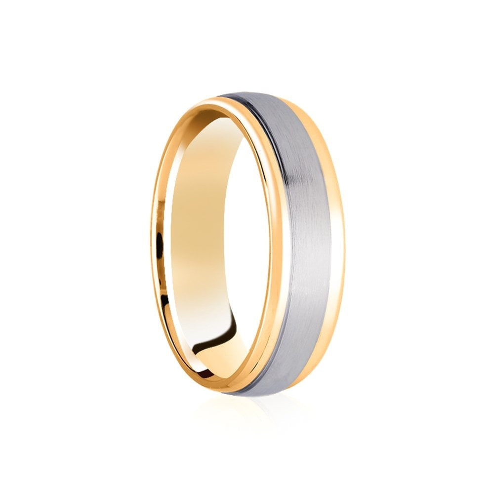 9CT YELLOW GOLD & PALLADIUM 500 MATT RING
