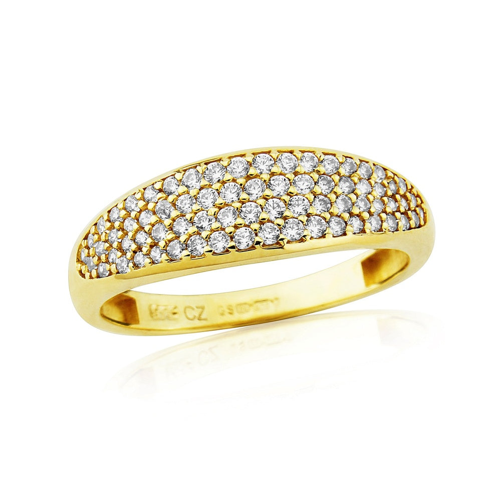 9CT YELLOW GOLD PAVE STYLE CUBIC ZIRCONIA RING