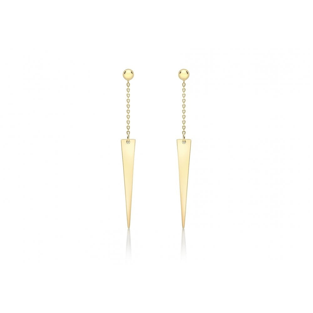9CT YELLOW GOLD TRIANGLE AND TRACE CHAIN DROP EARRINGS