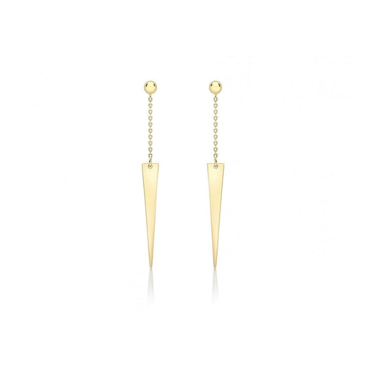 9CT YELLOW GOLD TRIANGLE AND TRACE CHAIN DROP EARRINGS