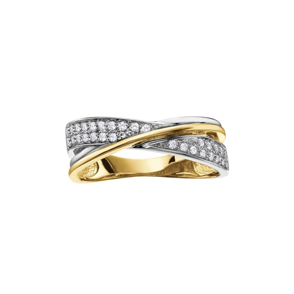 9ct DIAMOND CROSSOVER RING