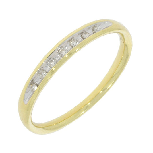 9ct Gold Diamond Ring with 7 Diamonds inset in concave setting