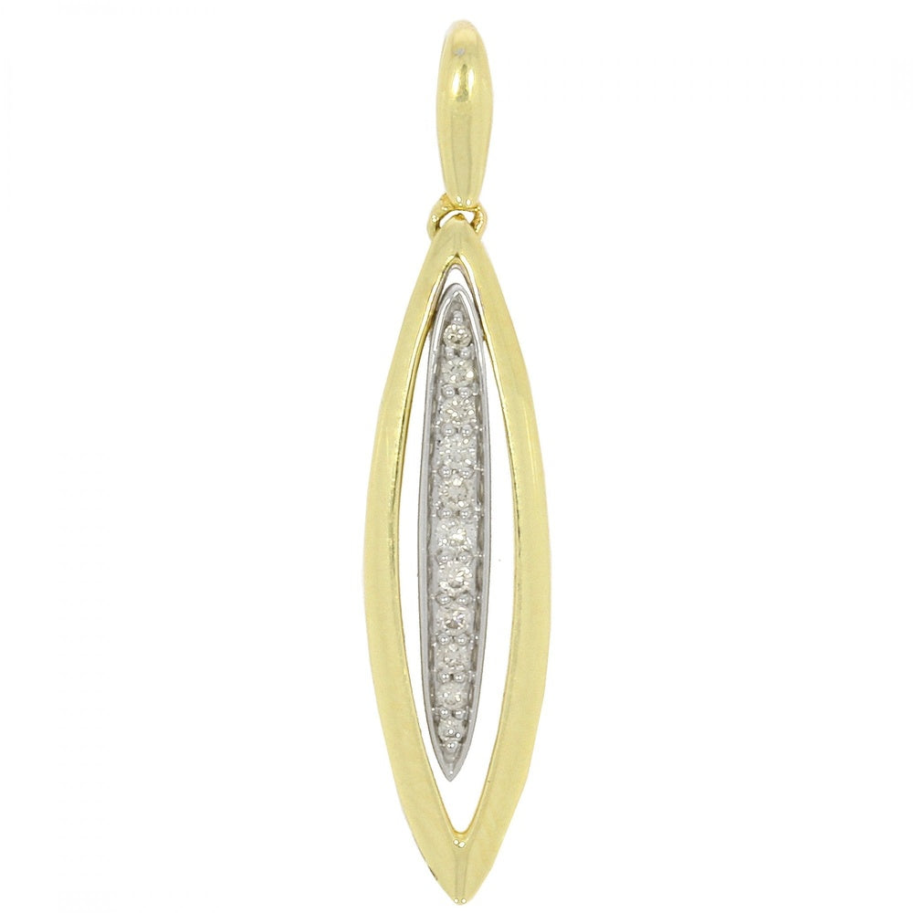 9ct Gold Open Diamond Elipse Pendant with 0.1ct Diamond
