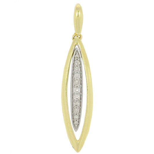 9ct Gold Open Diamond Elipse Pendant with 0.1ct Diamond