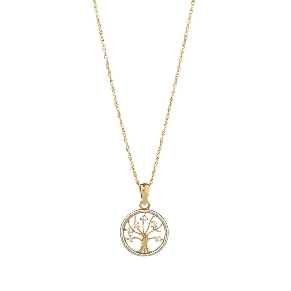 9ct Gold Tree of Life Pendant with zirconia
