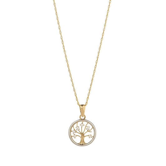9ct Gold Tree of Life Pendant with zirconia