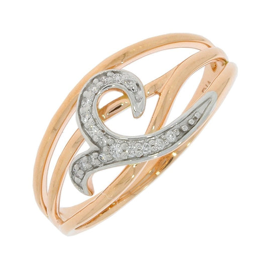 9ct Rose Gold Contemporary open design with white gold Diamond centrepiece