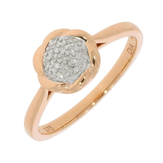 9ct Rose Gold Pave style Diamond Ring with weaved setting