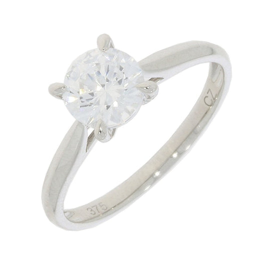 9ct White Gold 4 Claw Solitaire Zirconia Ring
