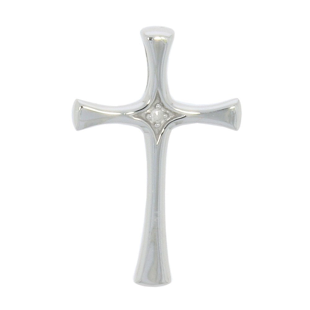 9ct White Gold Cross Pendant with Diamond centre