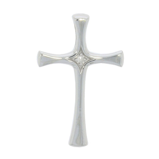 9ct White Gold Cross Pendant with Diamond centre