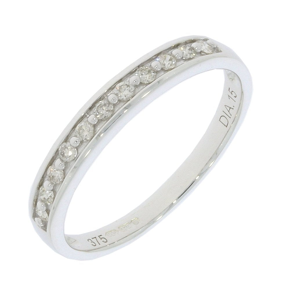 9ct White Gold Diamond Band with 0.15ct Diamond