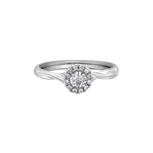 9ct White Gold Halo style solitaire Diamond Ring