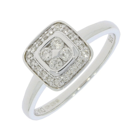9ct White Gold Illusion set Cushion style Diamond Ring with 0.25ct Diamond