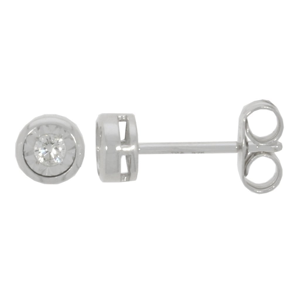 9ct White Gold Illusion set Diamond Earrings