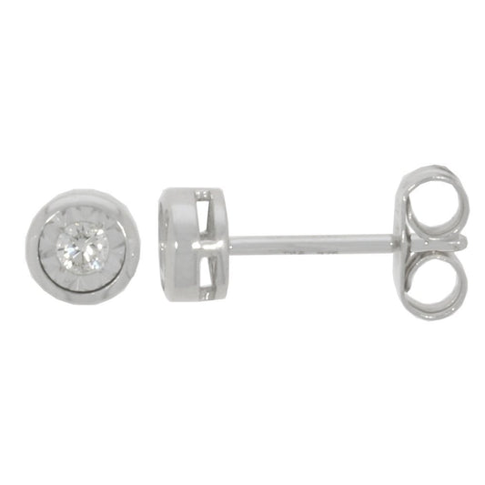 9ct White Gold Illusion set Diamond Earrings