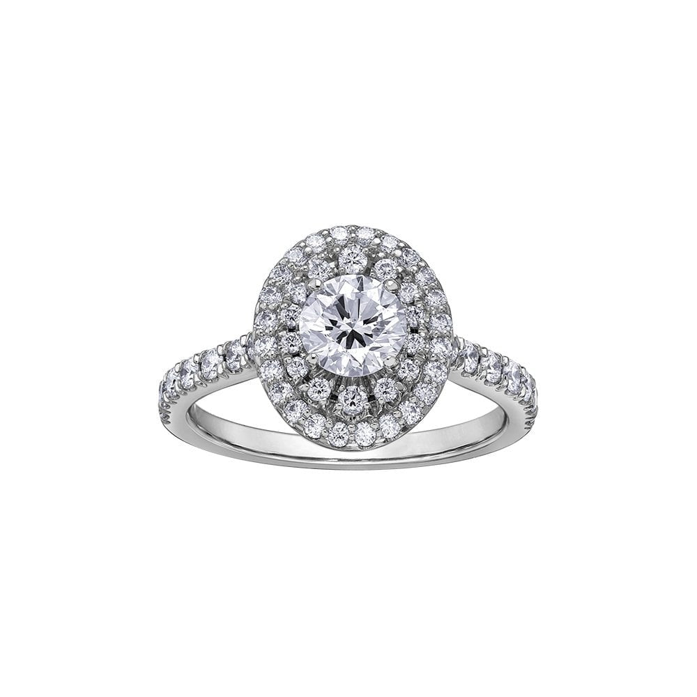 9ct White Gold Oval Diamond double halo style with brilliant cut centre diamond