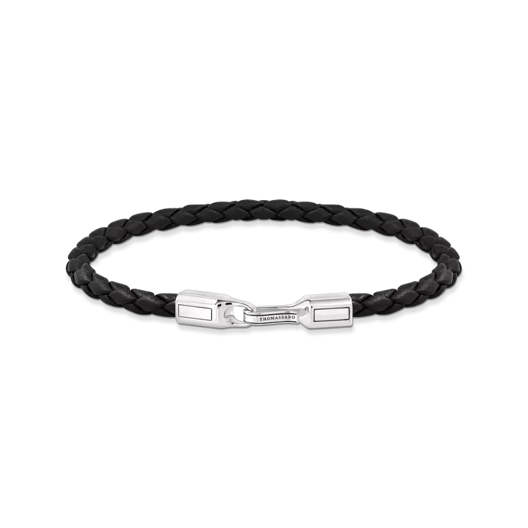 THOMS SABO BLACK BRAIDED LEATHER BRACELET WITH SILVER CLASP