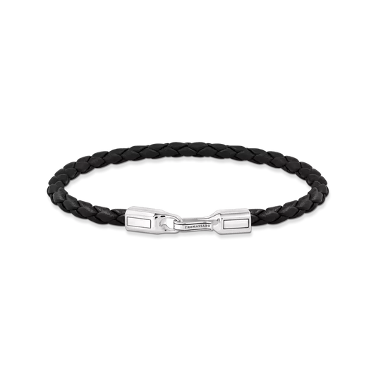 THOMS SABO BLACK BRAIDED LEATHER BRACELET WITH SILVER CLASP
