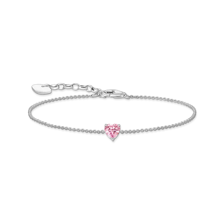 Thomas Sabo Sterling Silver Pink CZ Heart Bracelet
