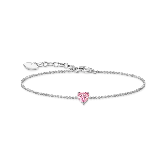 Thomas Sabo Sterling Silver Pink CZ Heart Bracelet