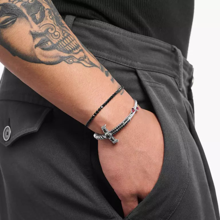Thomas Sabo Sterling Silver Tennis Bracelet with Black Zirconia