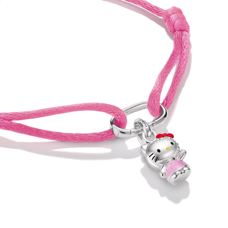Thomas Sabo Hello Kitty Pink Textile Bracelet with Red Bow