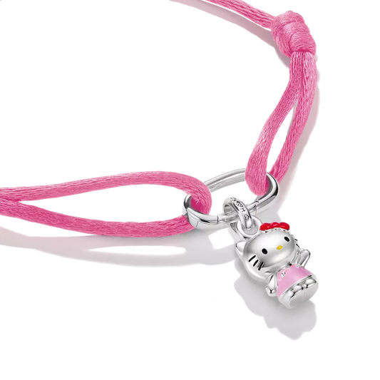 Thomas Sabo Hello Kitty Pink Textile Bracelet with Red Bow