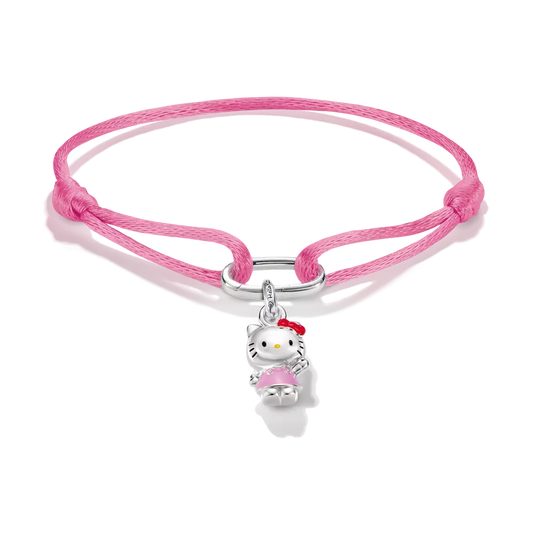 Thomas Sabo Hello Kitty Pink Textile Bracelet with Red Bow