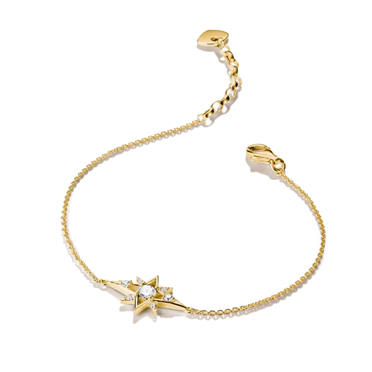 Thomas Sabo 18ct Gold on Silver Star Bracelet with White Zirconia